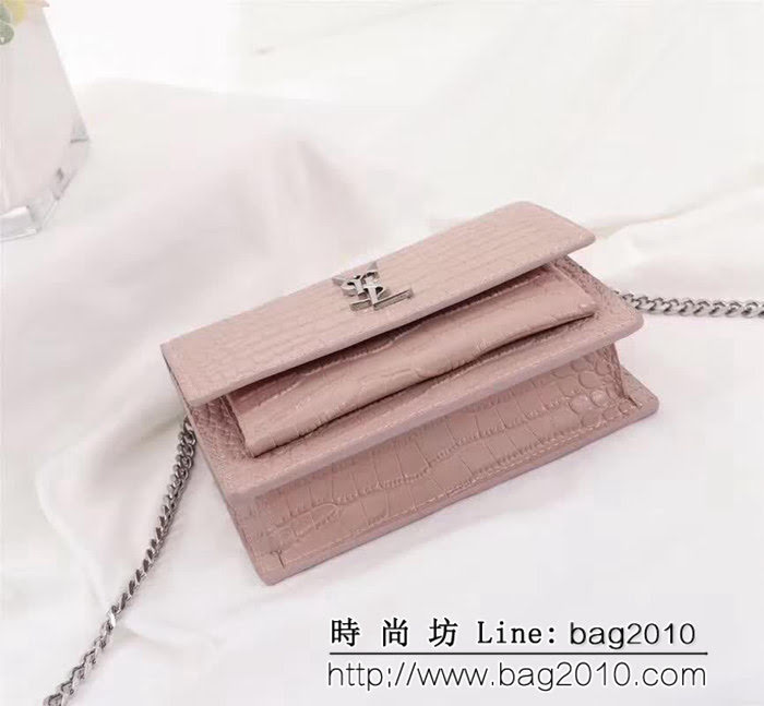 YSL聖羅蘭 頂級原版 最新迷你款 鱷魚紋鏈條小包 452157E YAS1055